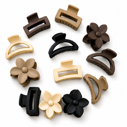 Poffzy Matte Hair Clips 3 Styles Pack of 12