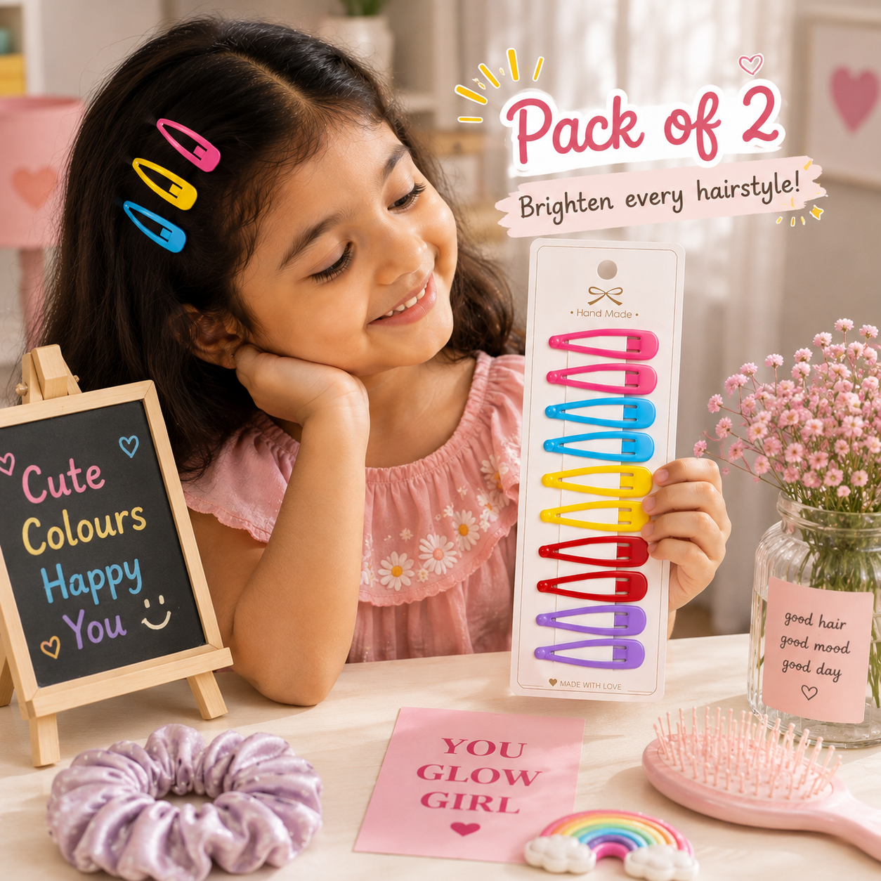 Poffzy Colourful Hair Clip Set pack of 2
