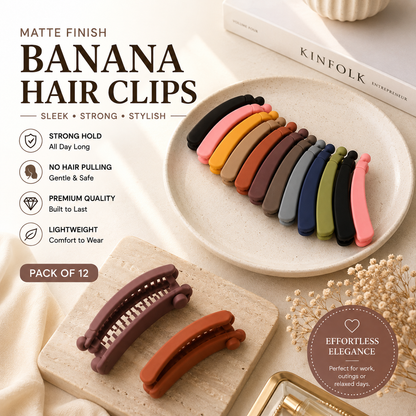 Poffzy Banana Clip Multicolour Pack Of 12