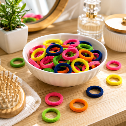 Poffzy Multicolour Hair Band Pack Of 100