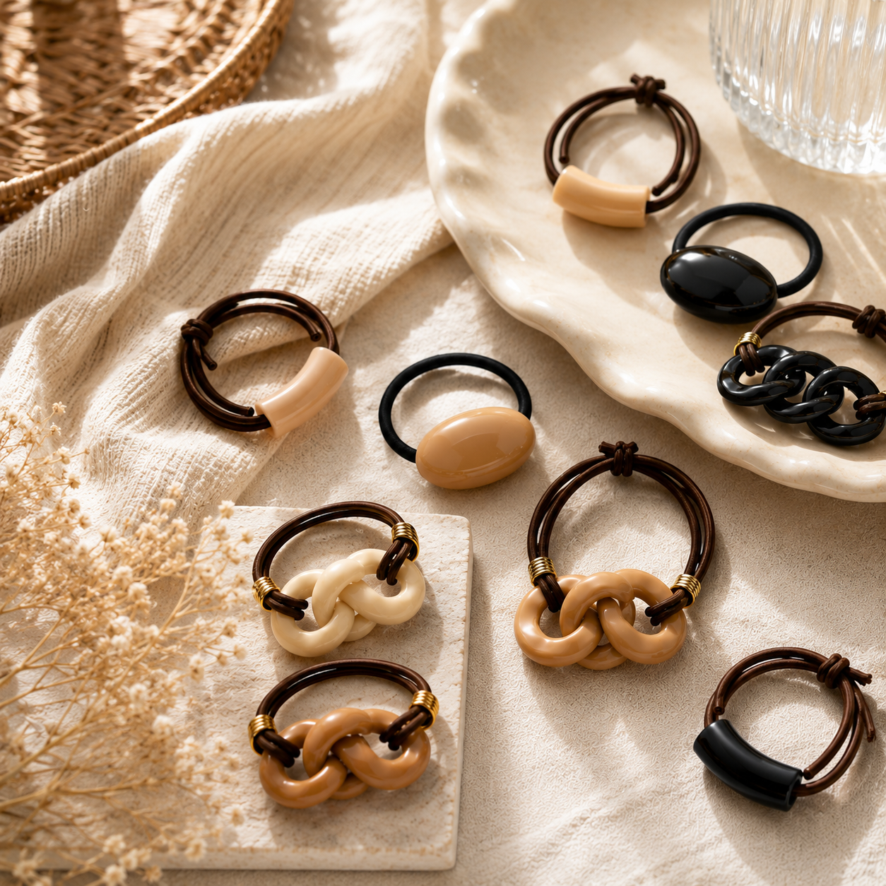 Poffzy 9-Piece Stylish Hair Accessories Set – Strong Hold & Comfortable Everyday Hair Ties