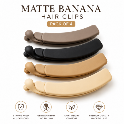 Poffzy Banana Hair Clip Pack of 6