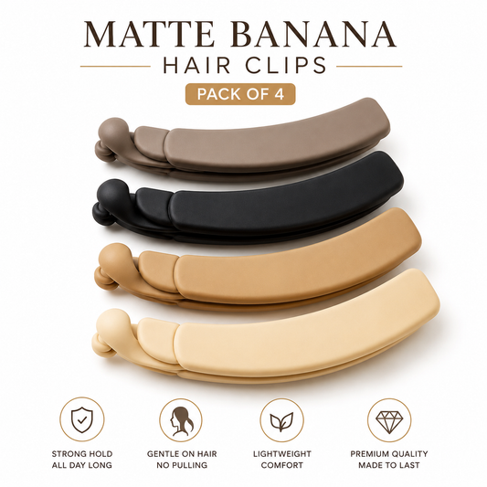 Poffzy Banana Hair Clip Pack of 6