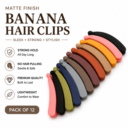 Poffzy Banana Clip Multicolour Pack Of 12