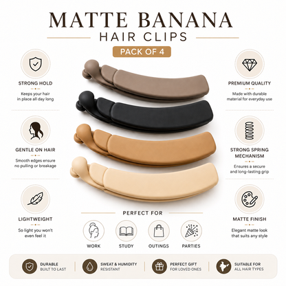 Poffzy Banana Hair Clip Pack of 6