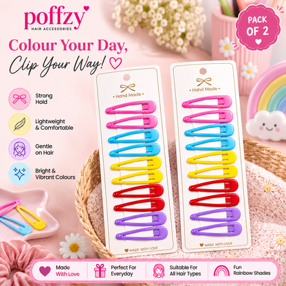 Poffzy Colourful Hair Clip Set pack of 2