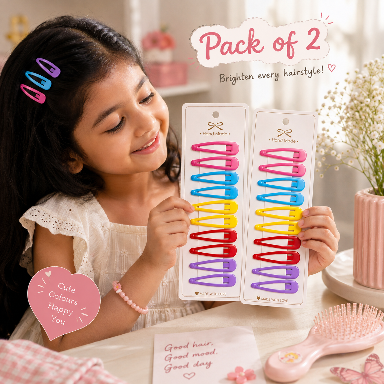 Poffzy Colourful Hair Clip Set pack of 2